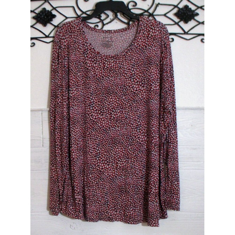 Apt.9 Women's Knit Top Size 2X Multicolored Long Sleeve Round Neck